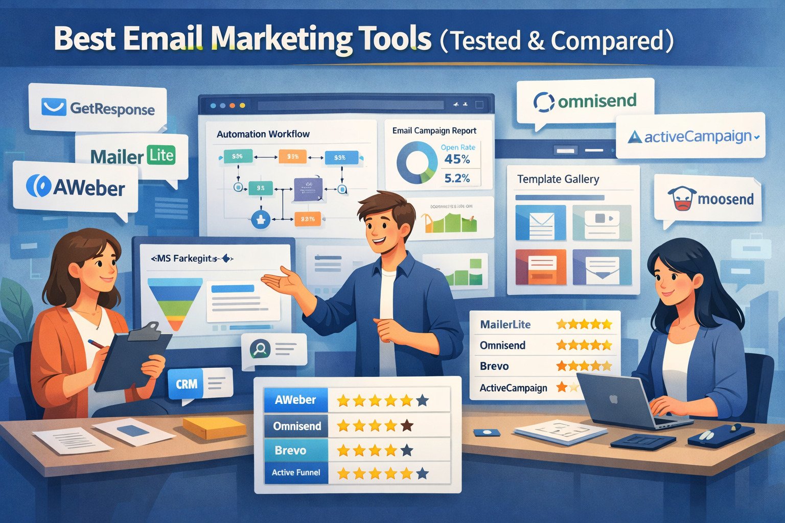 An informative illustration about Best Email Marketing Tools (Tested & Compared)