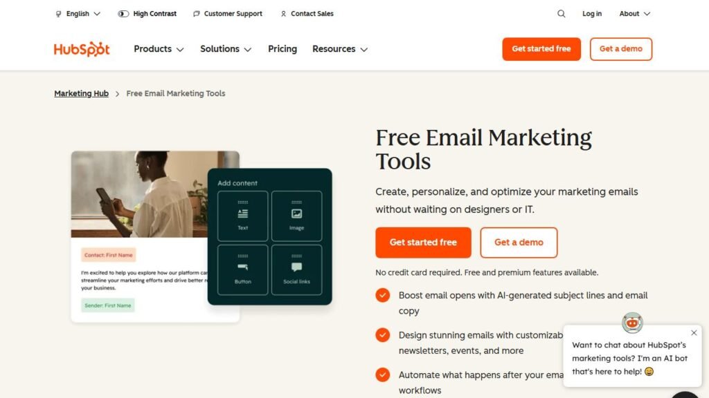 HubSpot Email Marketing screenshot
