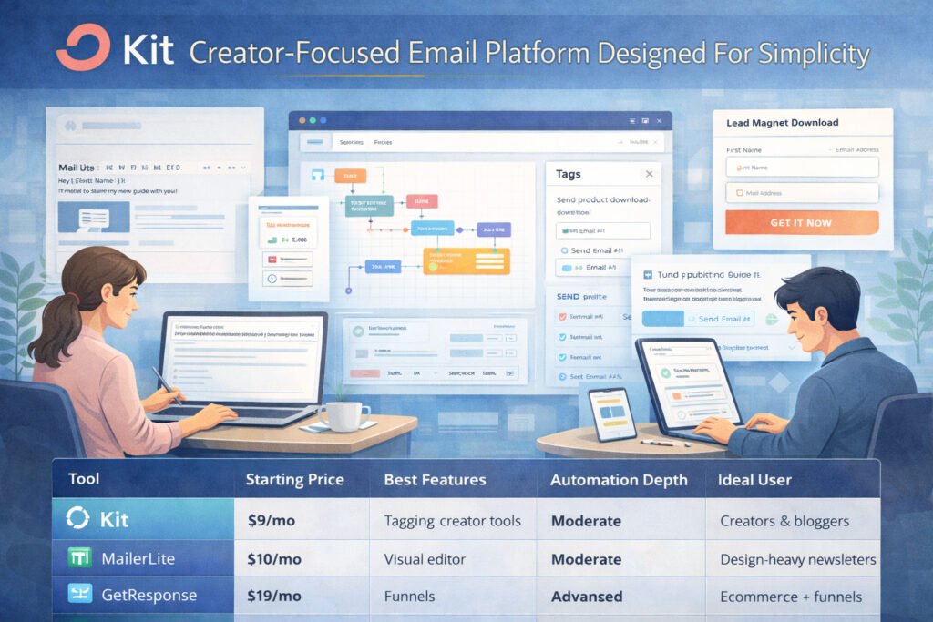 An informative illustration about Kit: Creator-Focused Email Platform Designed For Simplicity