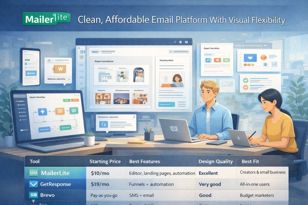 An informative illustration about MailerLite: Clean, Affordable Email Platform With Visual Flexibility