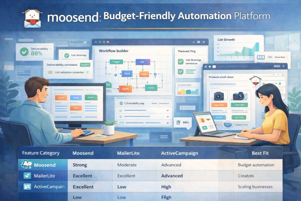 An informative illustration about Moosend: Budget-Friendly Automation Platform With Fast Performance