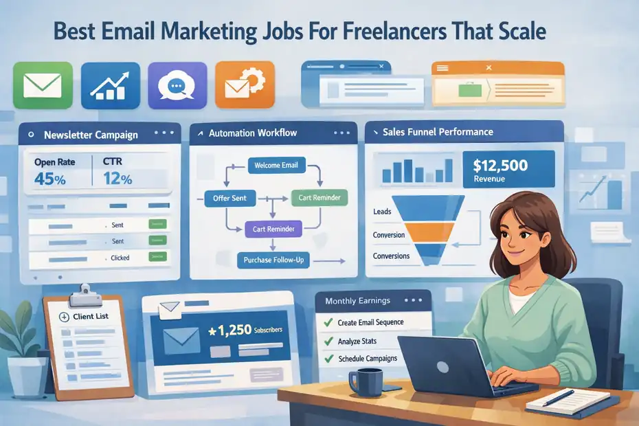An informative illustration about Best Email Marketing Jobs For Freelancers That Scale