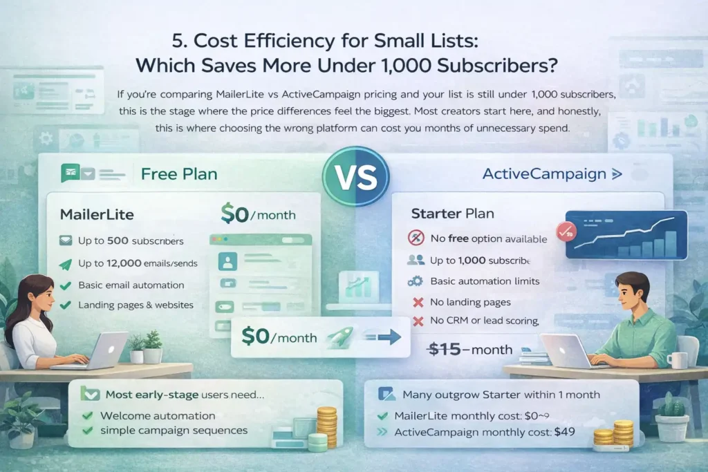 An informative illustration about Cost Efficiency for Small Lists: Which Saves More Under 1,000 Subscribers?