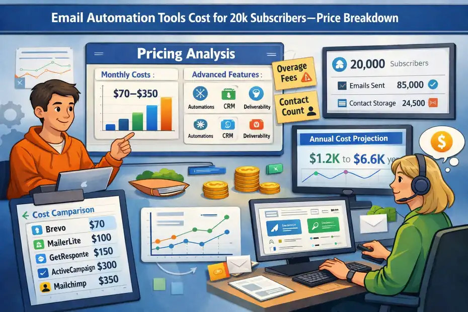 An informative illustration about Email Automation Tools Cost for 20k Subscribers—Price Breakdown