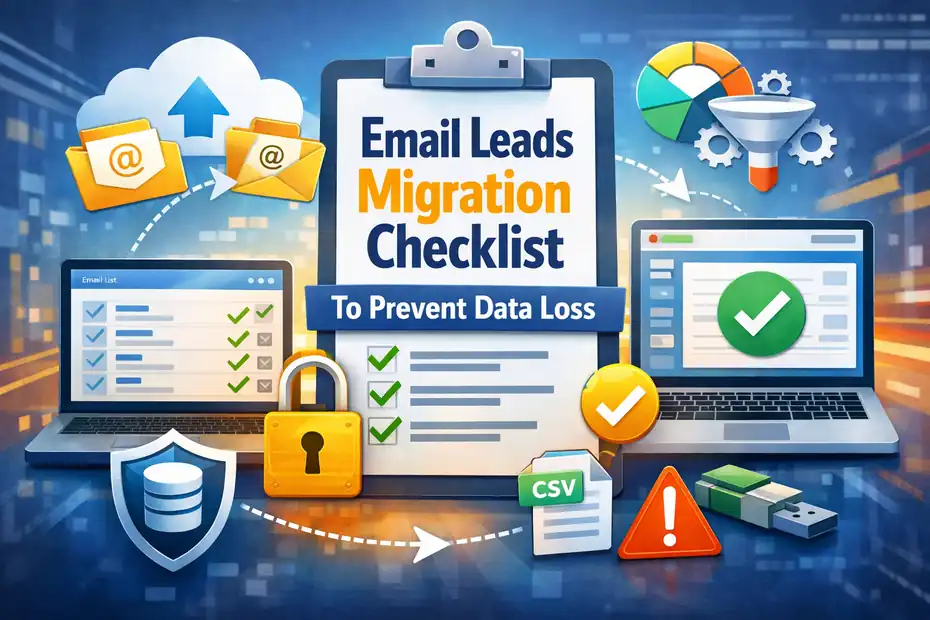 An informative illustration about Email Leads Migration Checklist To Prevent Data Loss