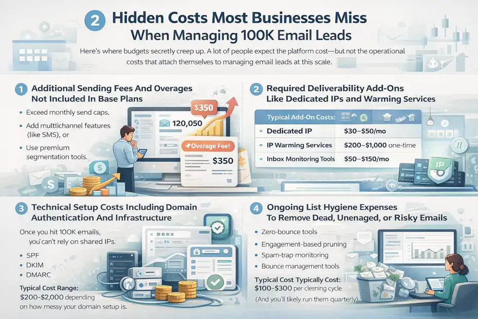 An informative illustration about Hidden Costs Most Businesses Miss When Managing 100K Email Leads