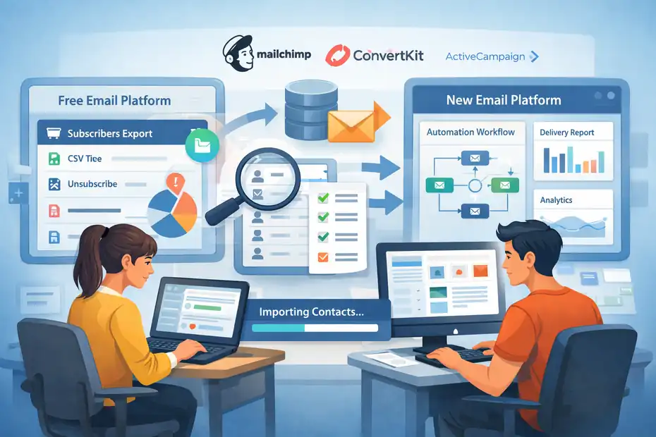 An informative illustration about How To Migrate From Free Email Marketing Safely
