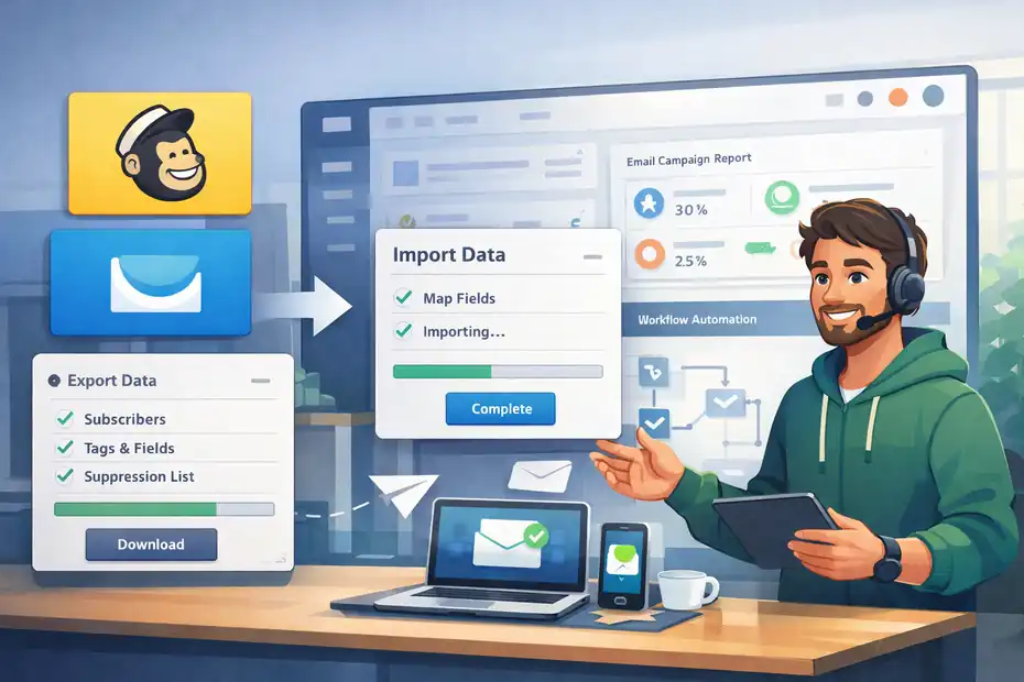 An informative illustration about How To Switch Email Marketing Tools Safely Without Loss