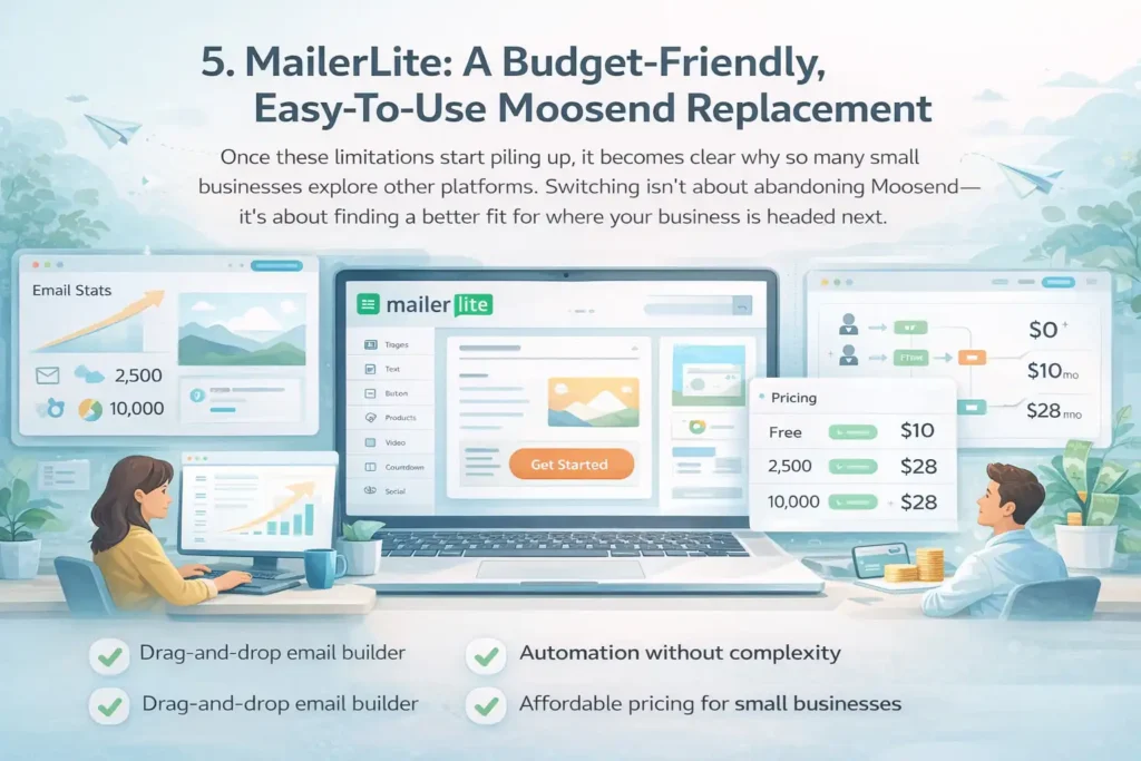 An informative illustration about MailerLite: A Budget-Friendly, Easy-To-Use Moosend Replacement