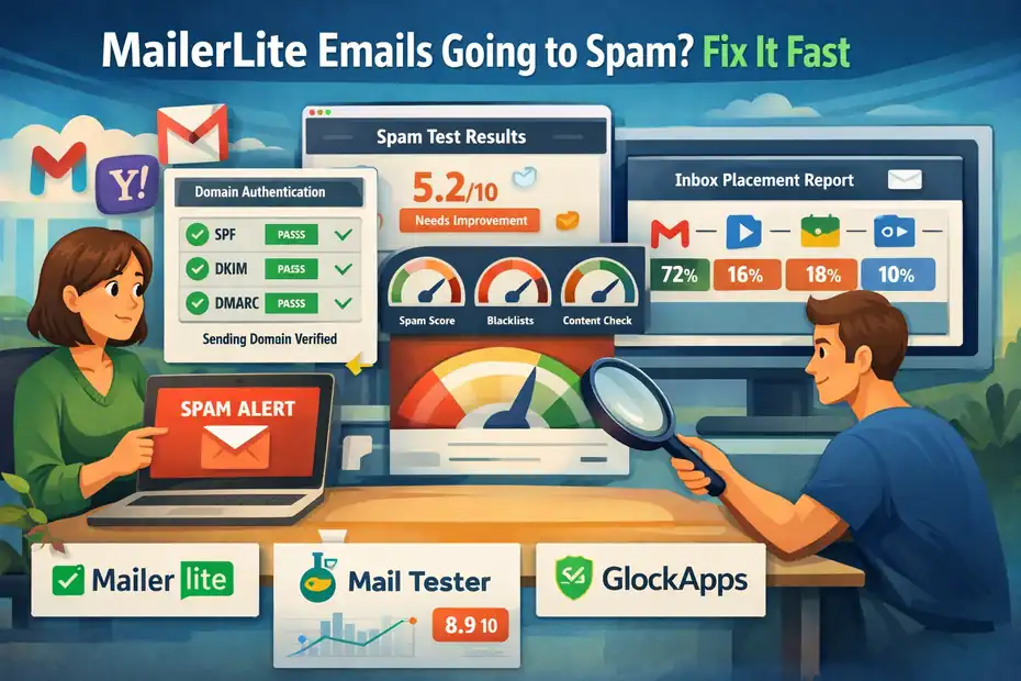 An informative illustration about MailerLite Emails Going to Spam? Fix It Fast