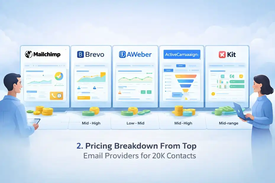An informative illustration about Pricing Breakdown From Top Email Providers For 20K Contacts