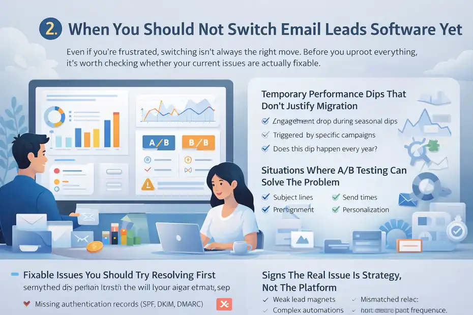 An informative illustration about When You Should Not Switch Email Leads Software Yet