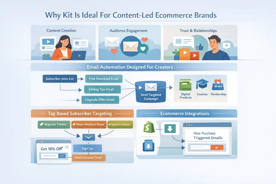 An informative illustration about Why Kit Is Ideal For Content-Led Ecommerce Brands