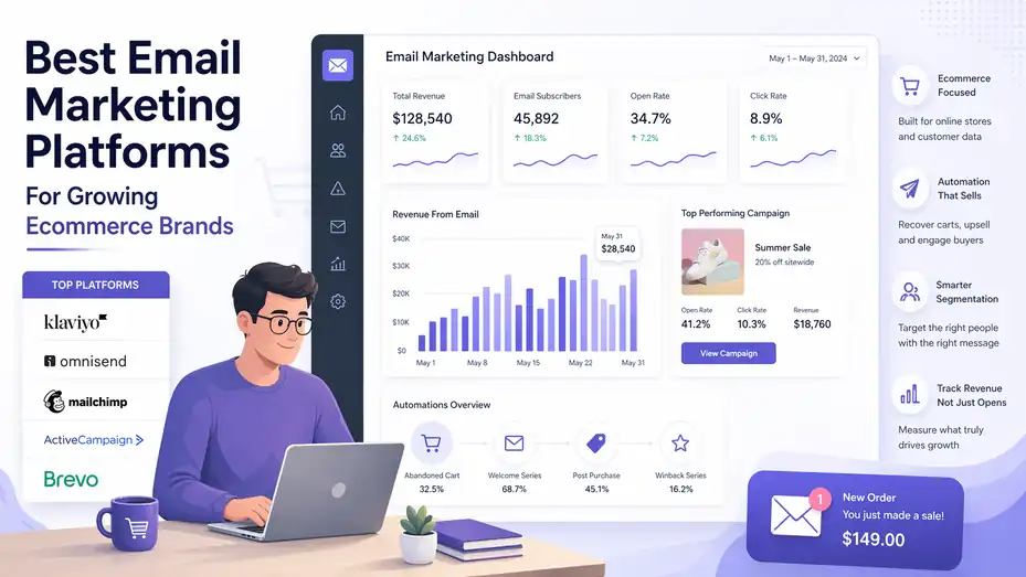 An informative illustration about Best Email Marketing Platforms For Growing Ecommerce Brands