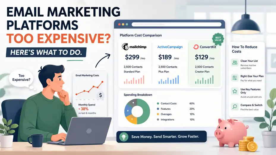 An informative illustration about Email Marketing Platforms Too Expensive? Here’s What To Do