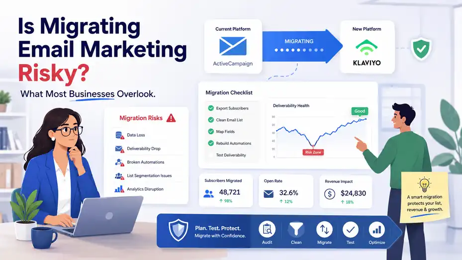 An informative illustration about Is Migrating Email Marketing Risky What Most Businesses Overlook